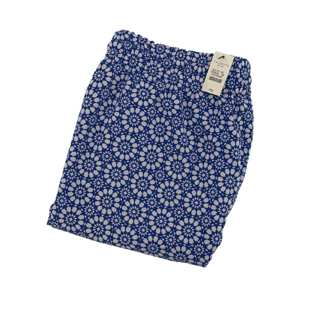 Talbots Petites Womens Blue White‎ Floral Print Pants M/P New With Tags